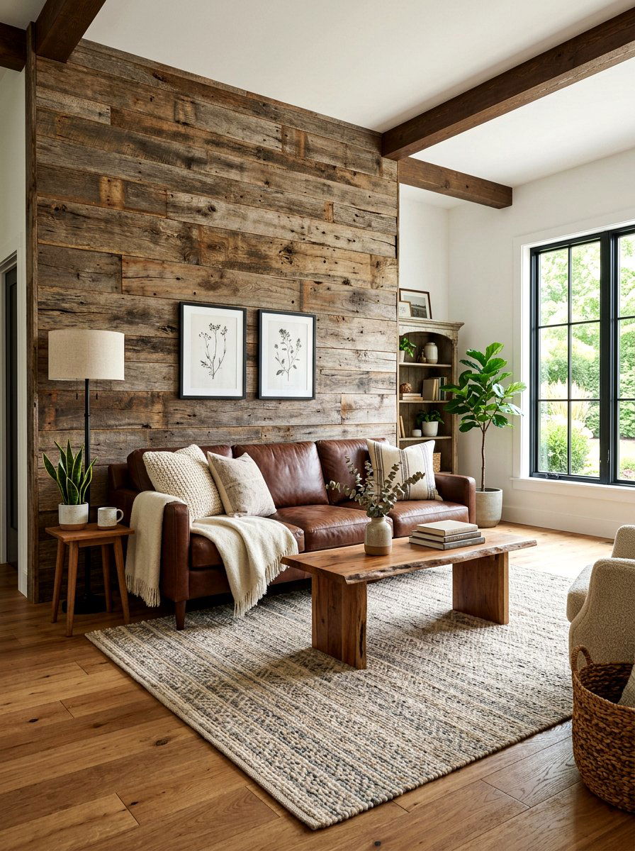 Reclaimed Wood Accent Wall - 30 accent wall ideas