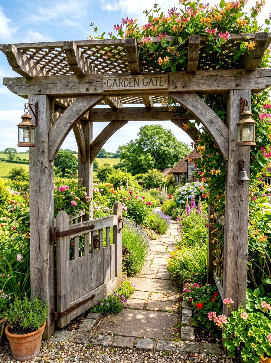Reclaimed Wood Arbor - 30 backyard arbor ideas