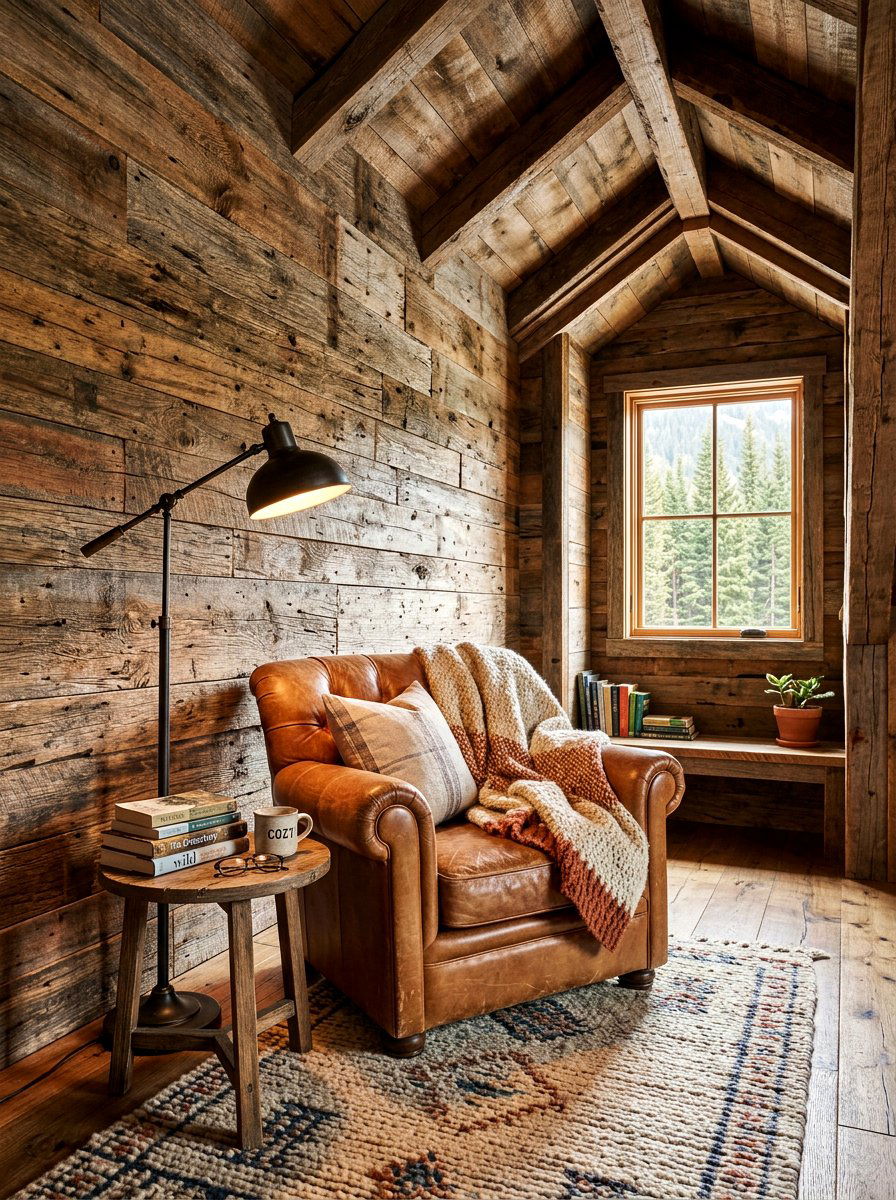 Reclaimed Wood Attic Reading Corner Walls - 30 attic reading corner ideas