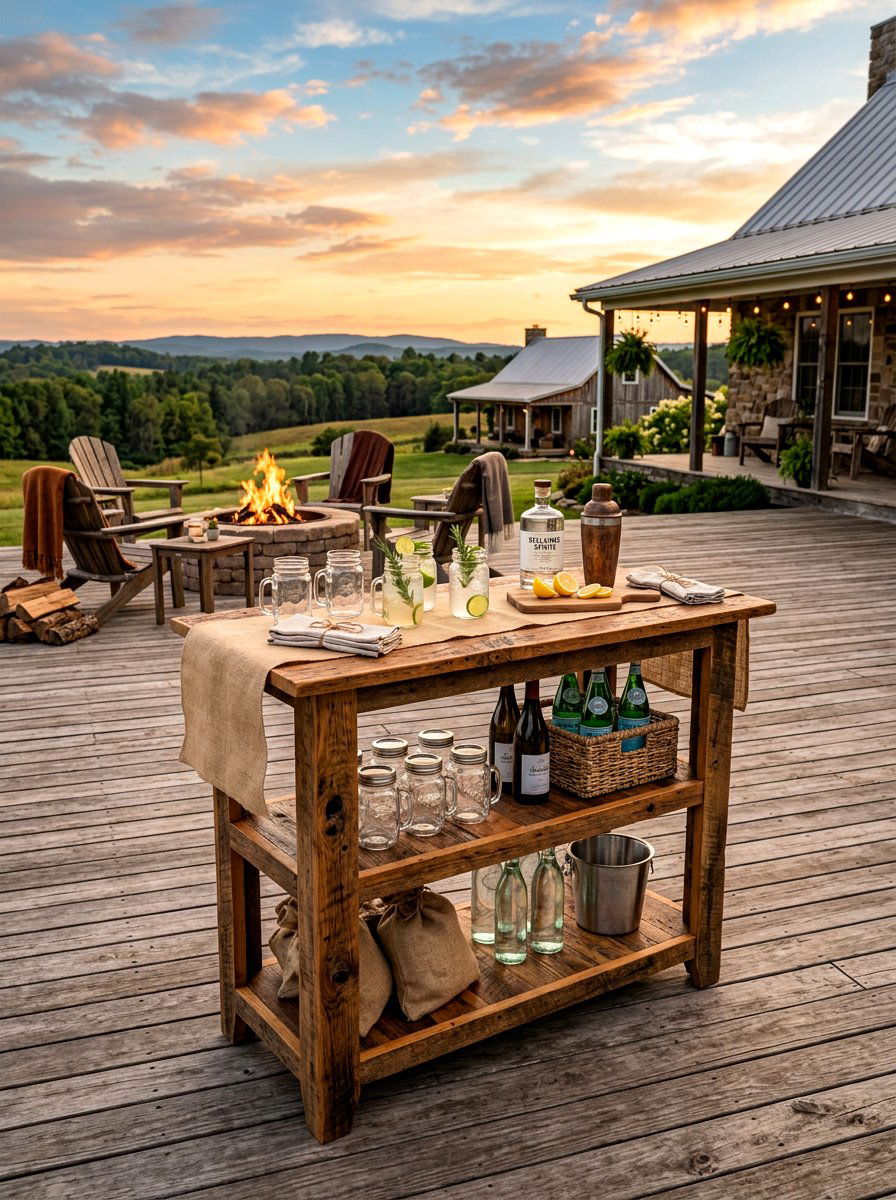 Reclaimed Wood Bar Cart - 30 outdoor bar cart ideas
