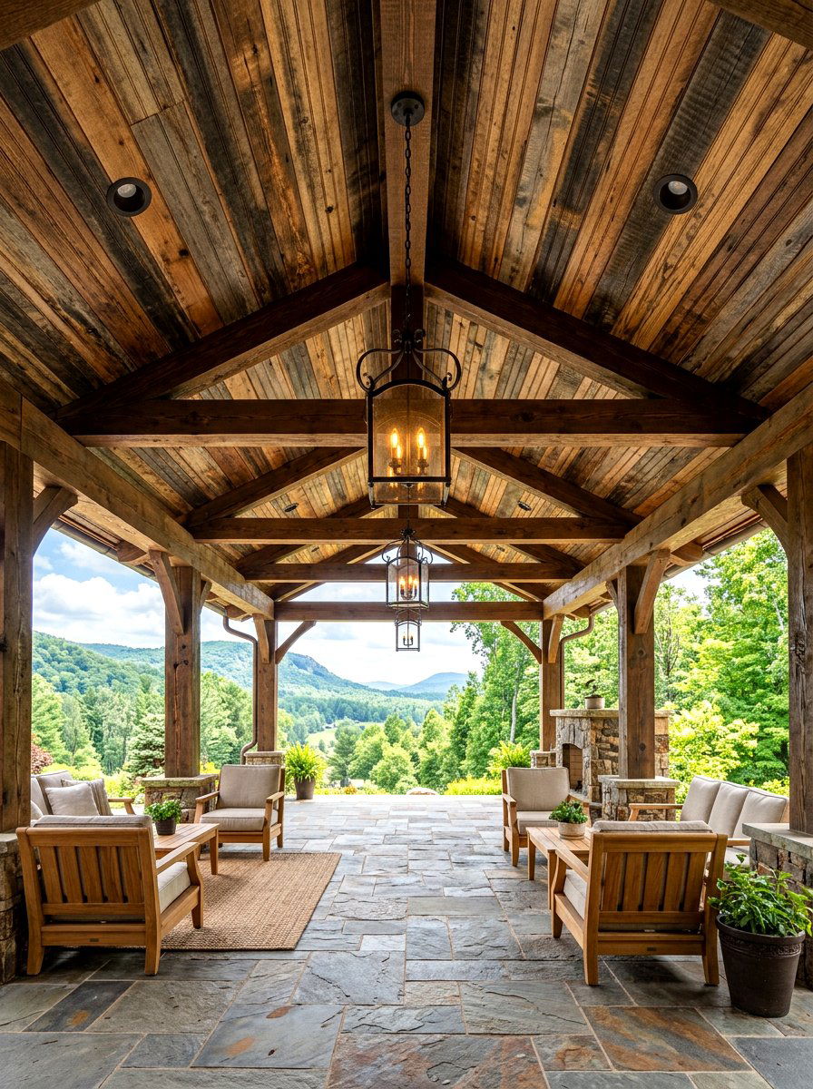 Reclaimed Wood Beadboard Porch - 30 porch beadboard ceiling ideas
