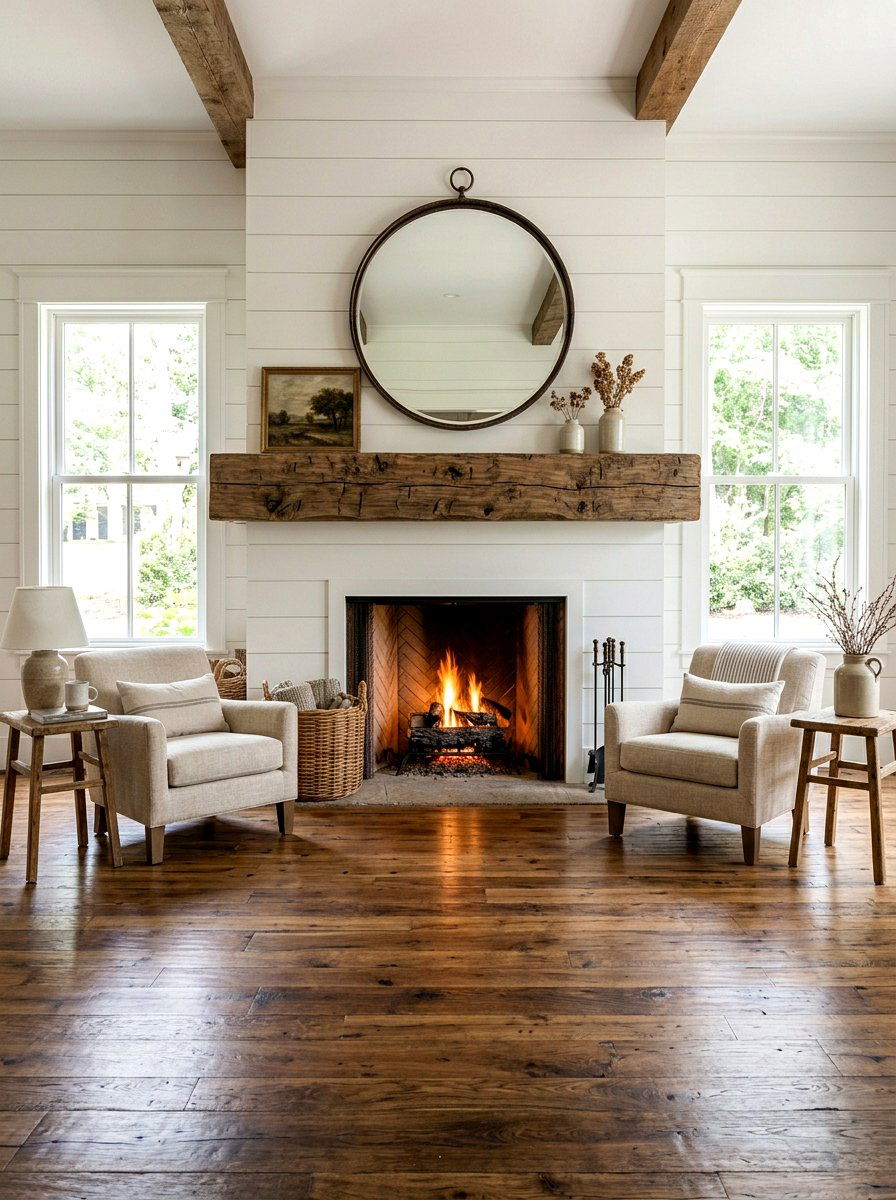 Reclaimed Wood Beam - 30 fireplace mantel ideas