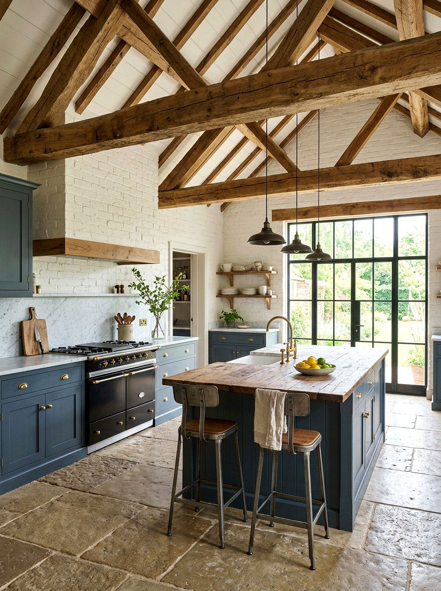 Reclaimed Wood Beam Kitchen - 30 heritage kitchen decor ideas
