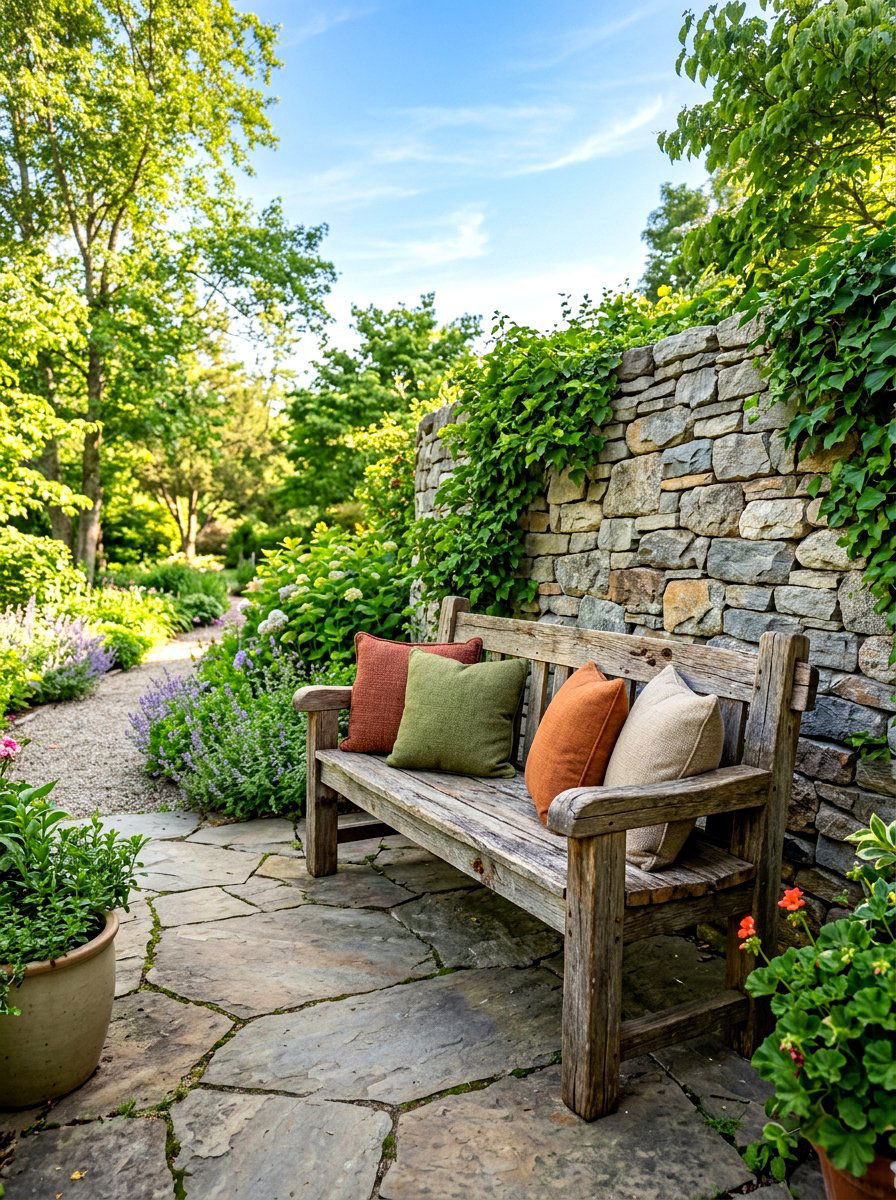 Reclaimed Wood Bench - 30 backyard reading nook ideas