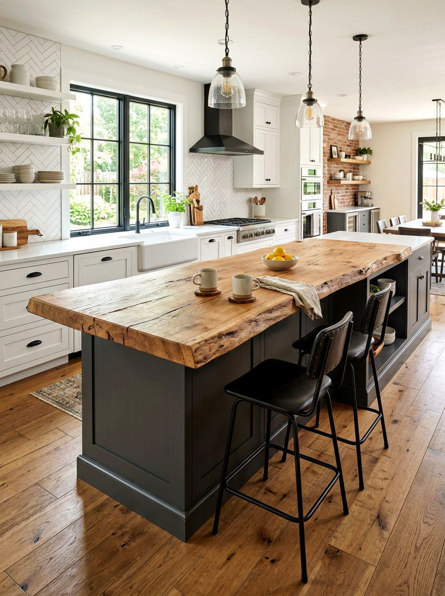 Reclaimed Wood Breakfast Bar - 30 furniture style kitchen ideas