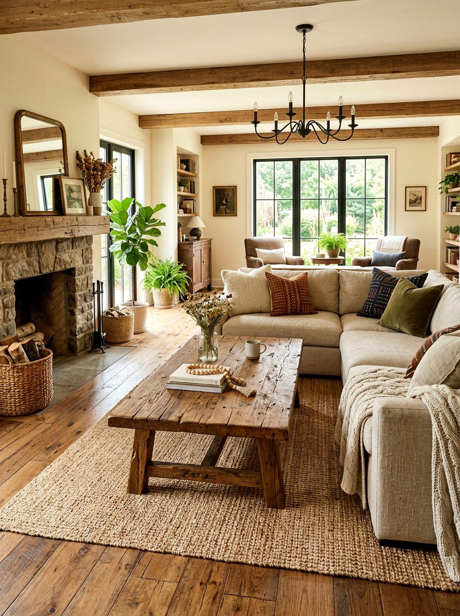 Reclaimed Wood Coffee Table - 30 layered texture living room ideas