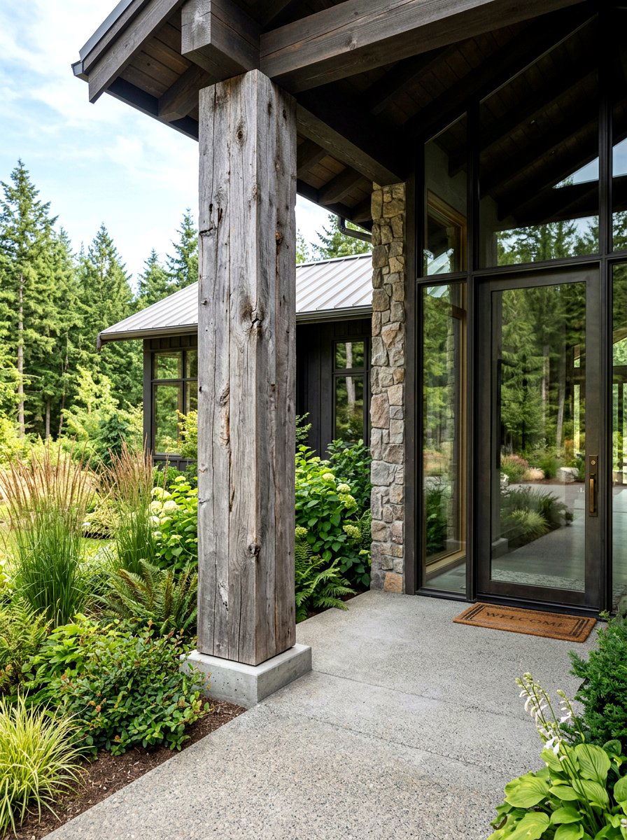 Reclaimed Wood Column - 30 porch columns decor ideas