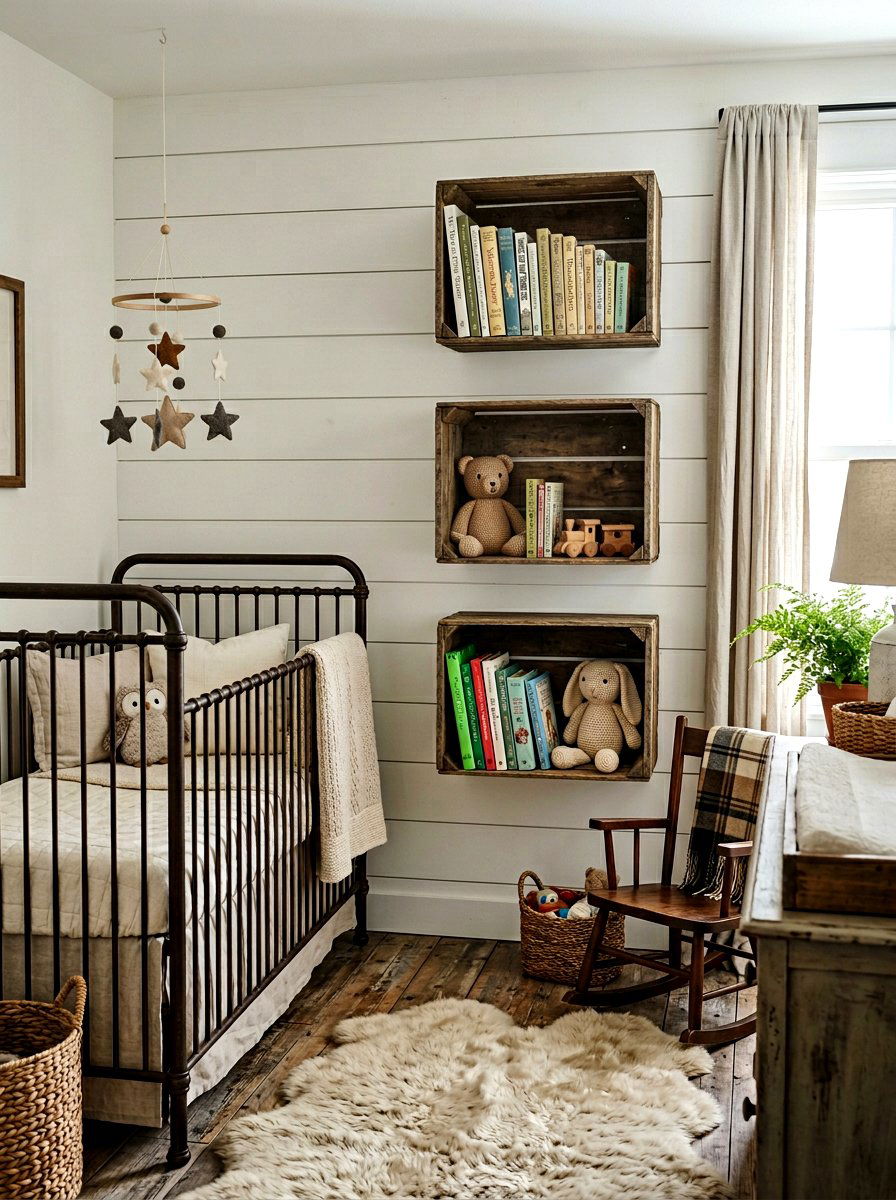 Reclaimed Wood Crate - 30 nursery bookshelf ideas