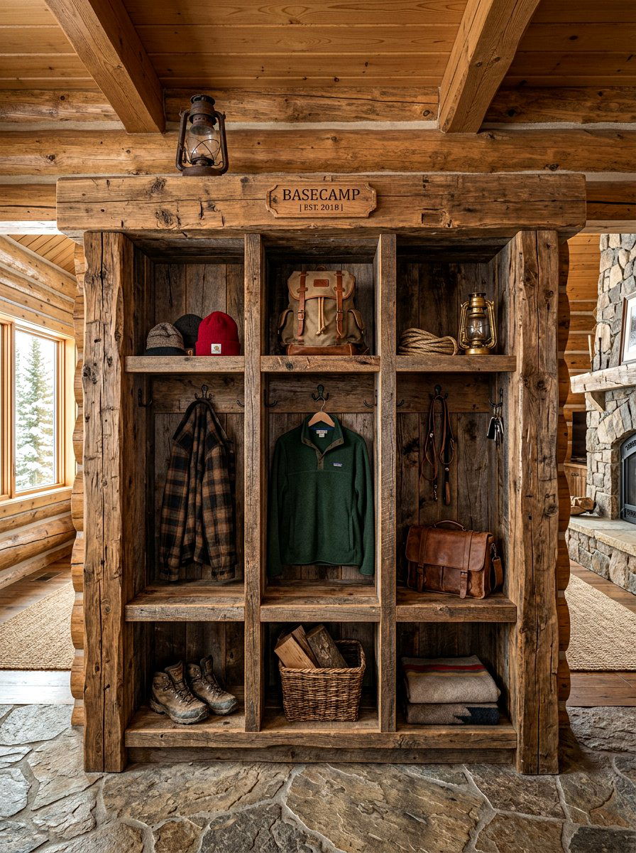Reclaimed Wood Cubby Storage - 30 entry cubby ideas