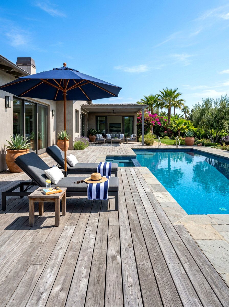 Reclaimed Wood Decking - 30 Mediterranean pool patio ideas