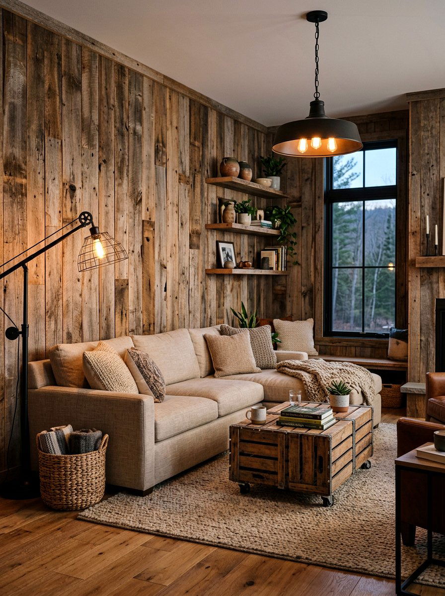 Reclaimed Wood Den - 30 tiny cottage decor ideas