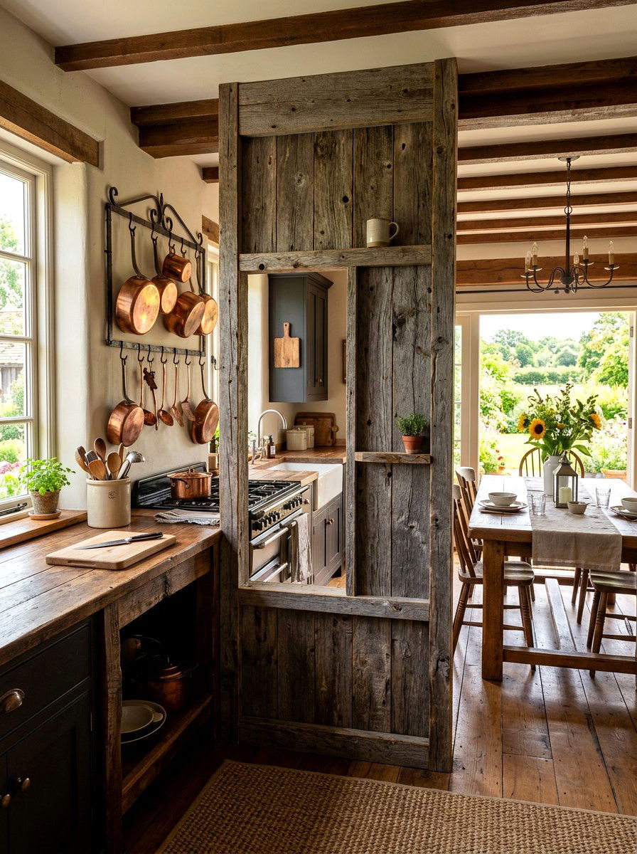 Reclaimed Wood Divider - 30 freestanding privacy panel ideas