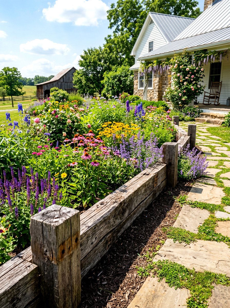 Reclaimed Wood Edging - 30 mow strip ideas