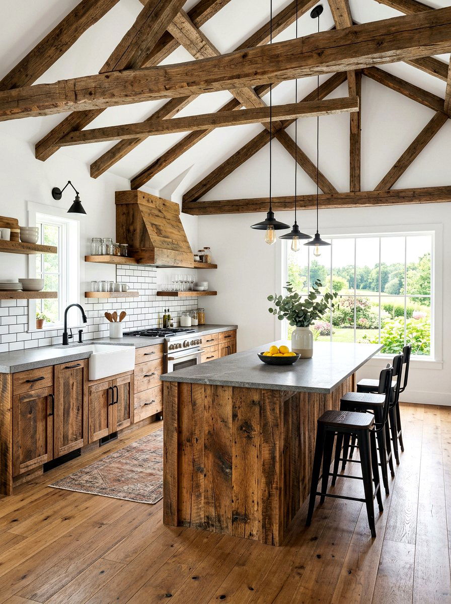 Reclaimed Wood Farmhouse Kitchen - 30 European farmhouse kitchen ideas