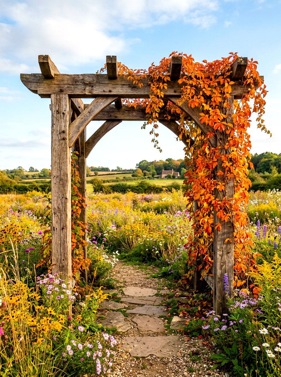 Reclaimed Wood Garden Arch - 30 climbing archway ideas
