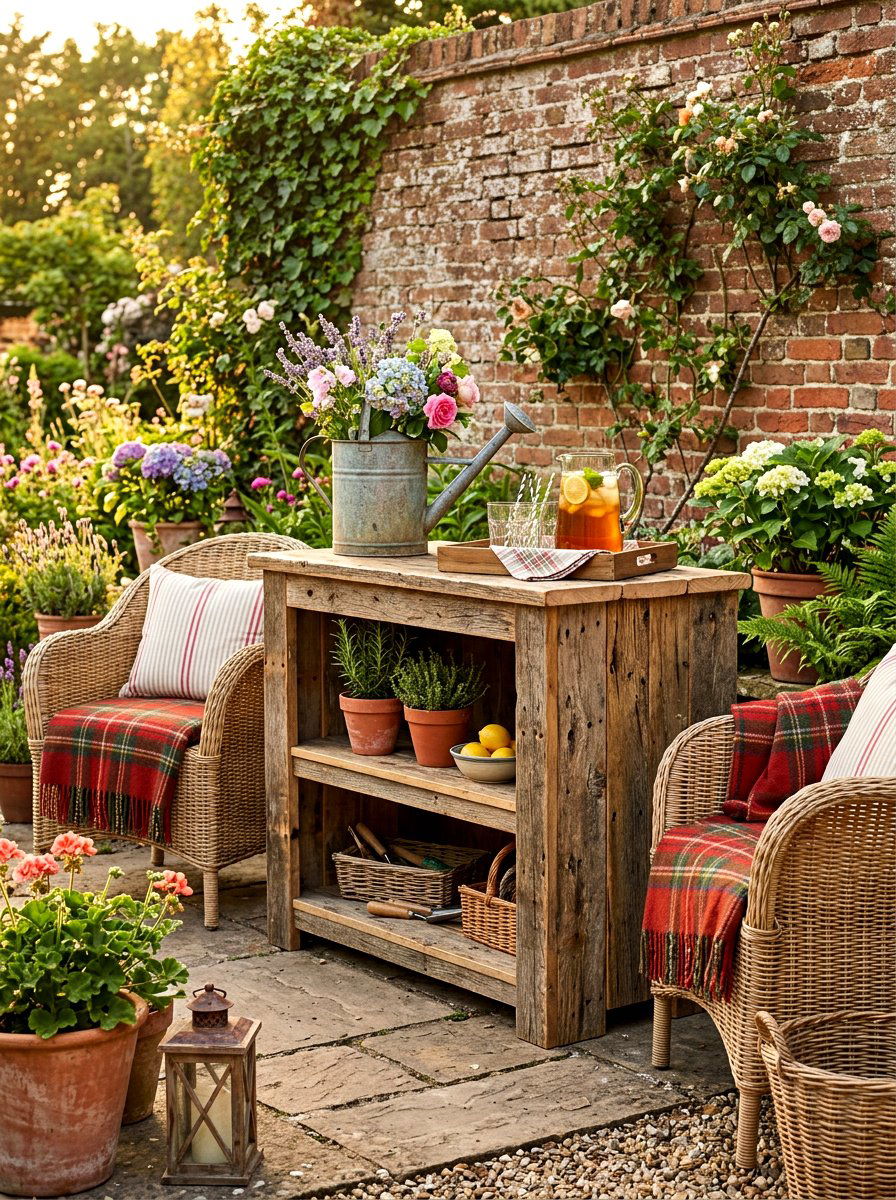 Reclaimed Wood Garden Server - 30 outdoor sideboard ideas