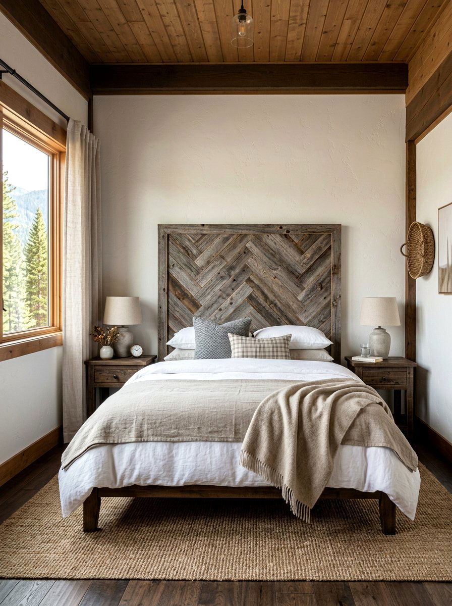 Reclaimed Wood Headboard - 30 statement headboard bedroom ideas