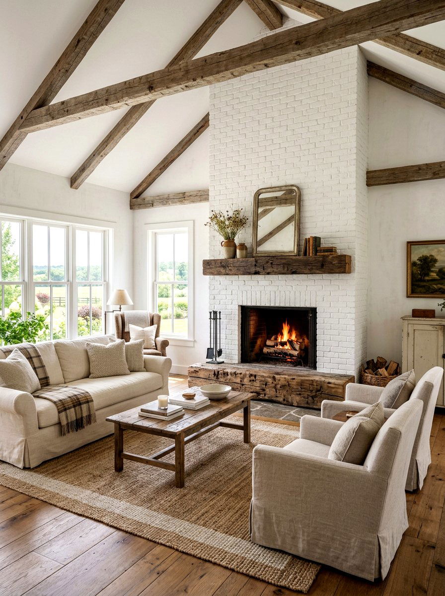 Reclaimed Wood Hearth - 30 fireplace hearth ideas