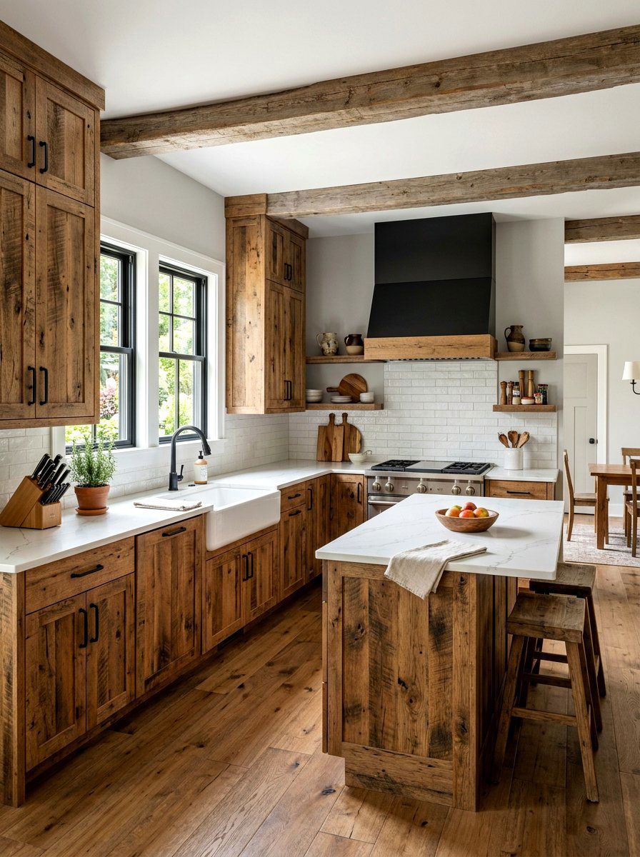Reclaimed Wood Kitchen Cabinet - 30 eco friendly kitchen ideas