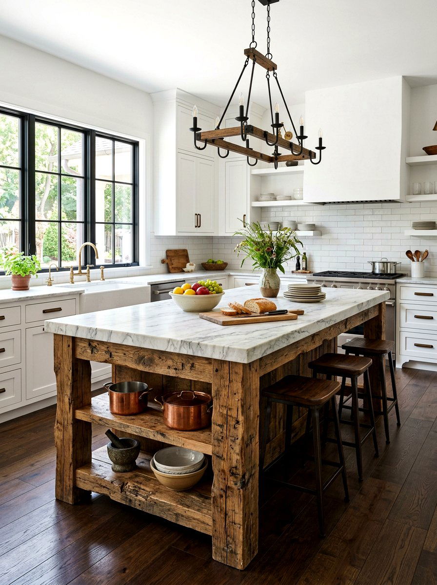 Reclaimed Wood Kitchen Island - 30 modern rustic kitchen ideas