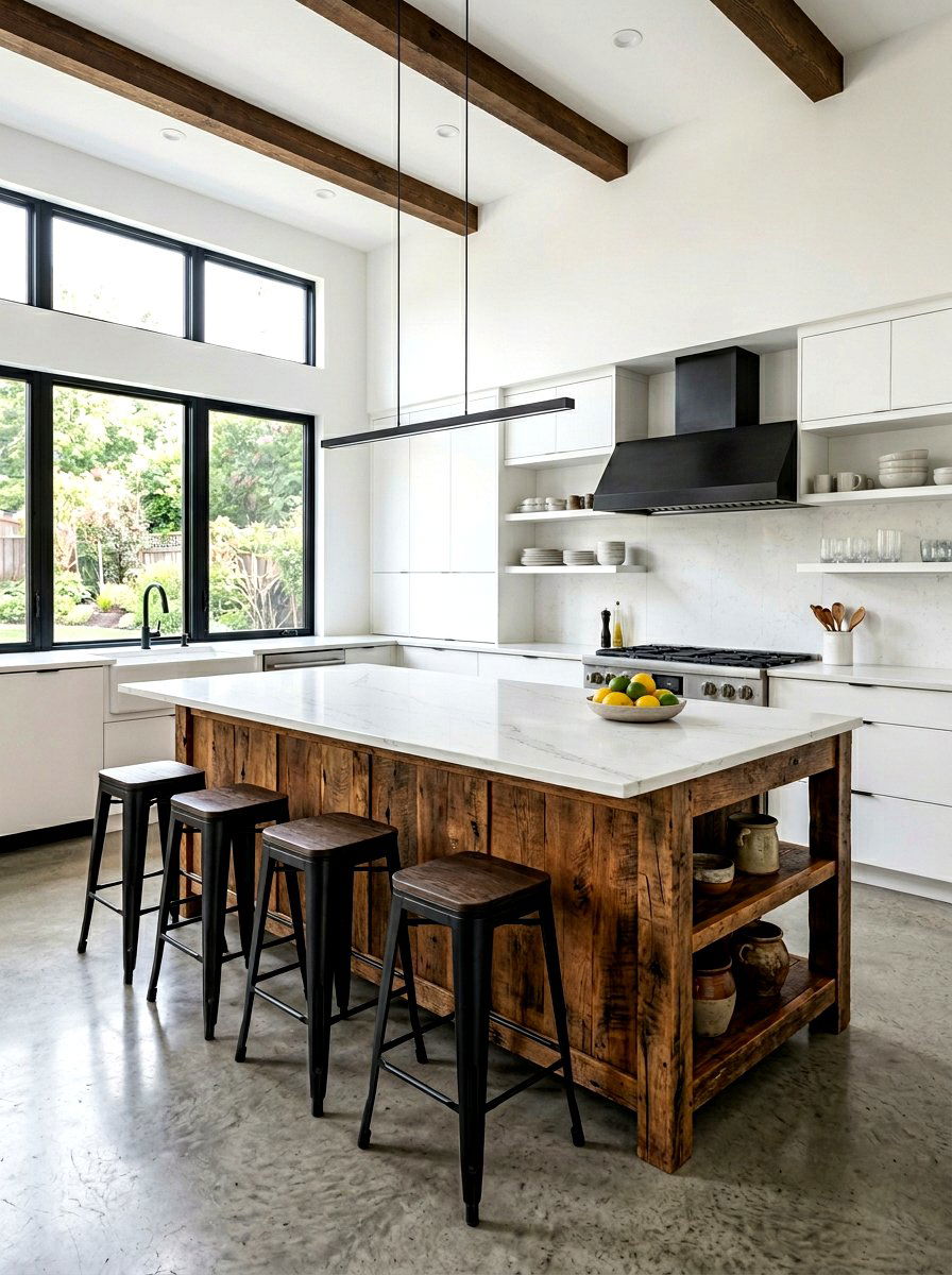Reclaimed Wood Kitchen Island - 30 Parisian kitchen ideas
