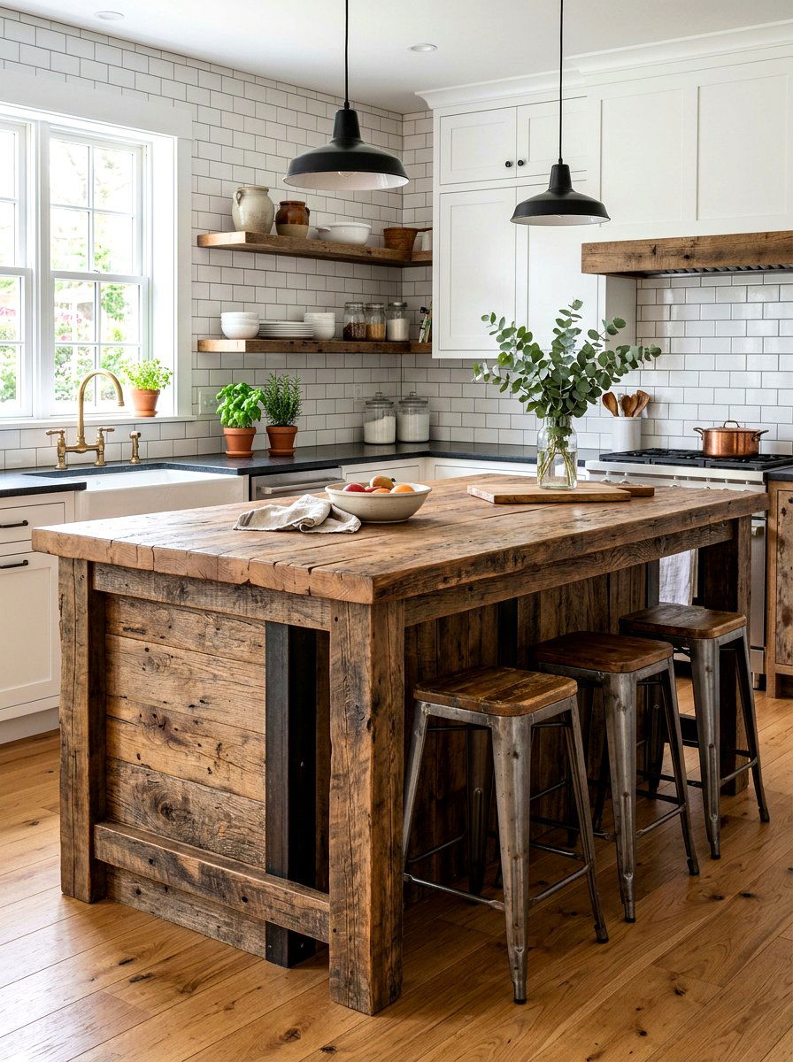 Reclaimed Wood Kitchen Island - 30 kitchen island ideas