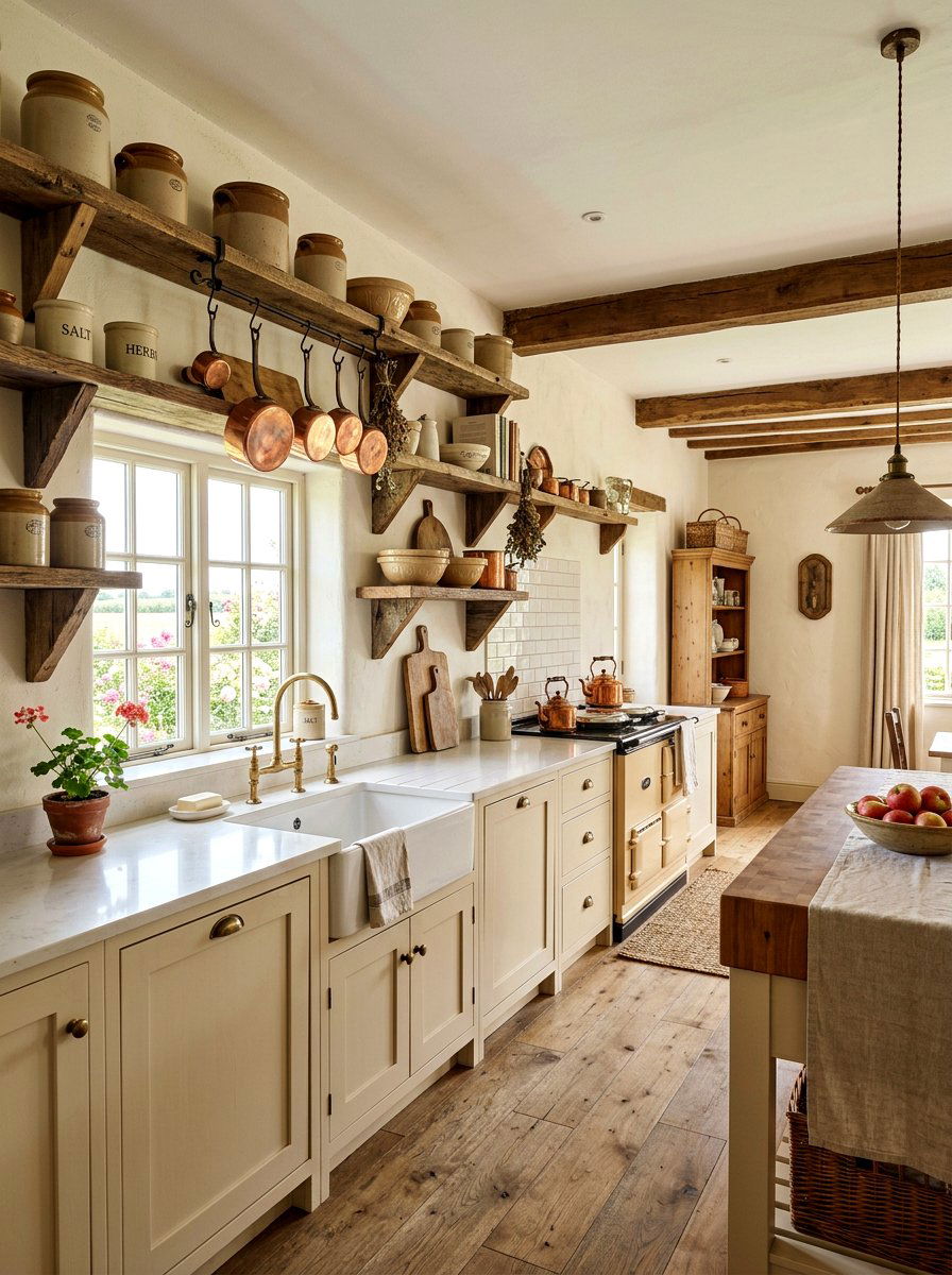 Reclaimed Wood Kitchen Shelves - 30 vintage kitchen shelf ideas
