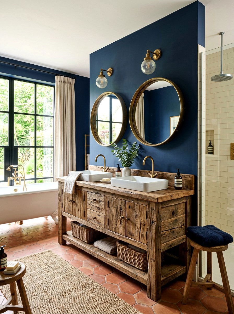 Reclaimed Wood Master Bathroom - 30 moody farmhouse bathroom ideas