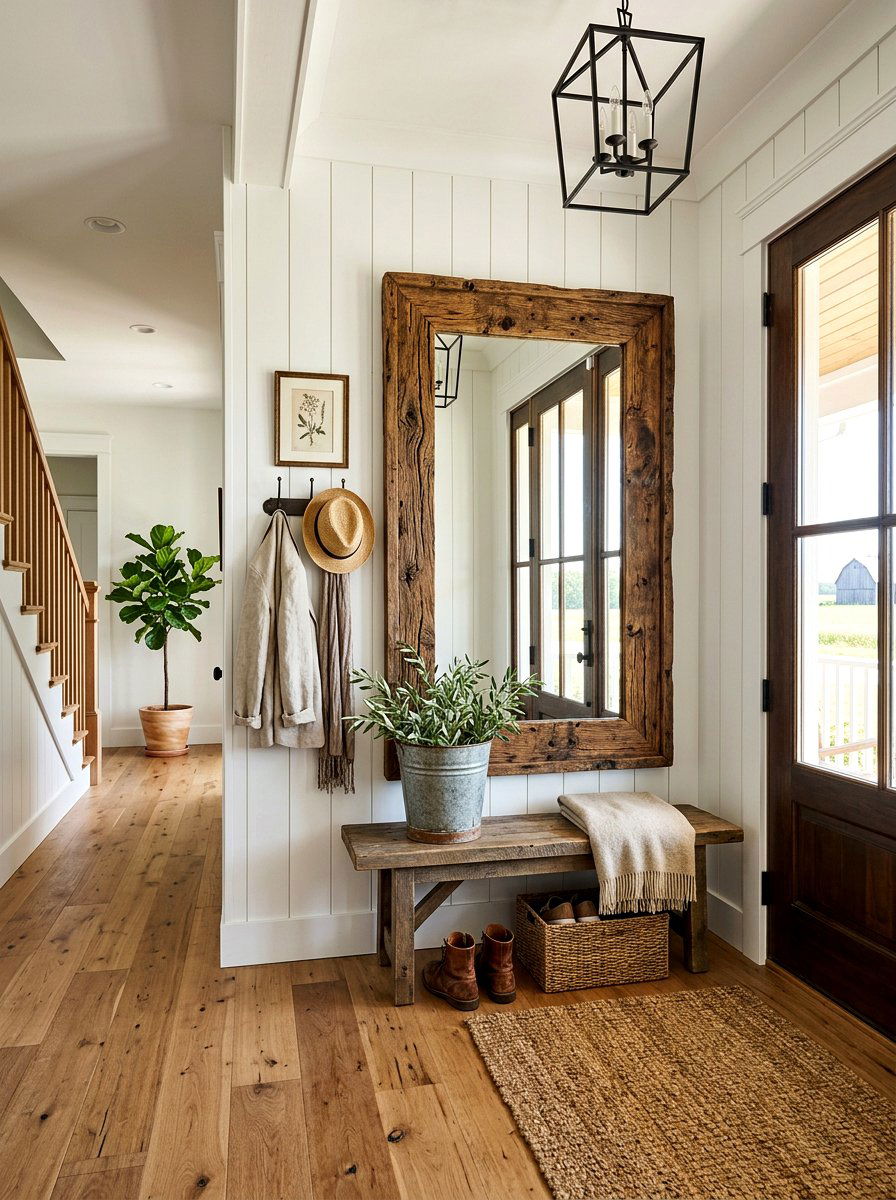 Reclaimed Wood Mirror Foyer - 30 antique mirror foyer ideas
