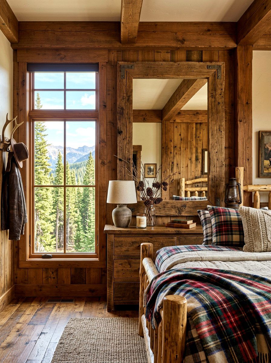 Reclaimed Wood Mirror Rustic Bedroom - 30 oversized mirror leaning wall ideas