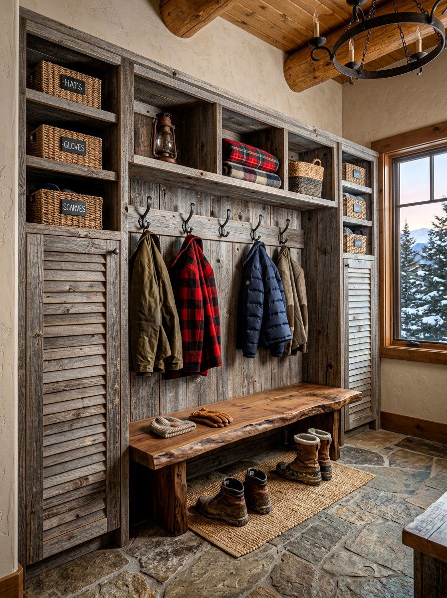 Reclaimed Wood Mudroom Locker Wall - 30 mudroom locker wall ideas