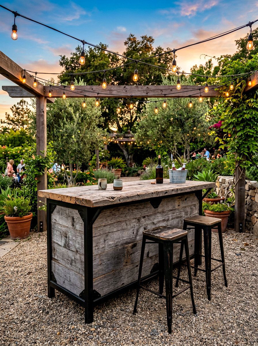 Reclaimed Wood Outdoor Counter - 30 outdoor countertop ideas