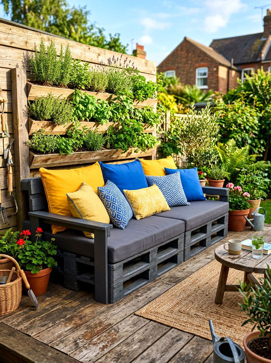 Reclaimed Wood Pallet Sofa - 30 garden seating ideas