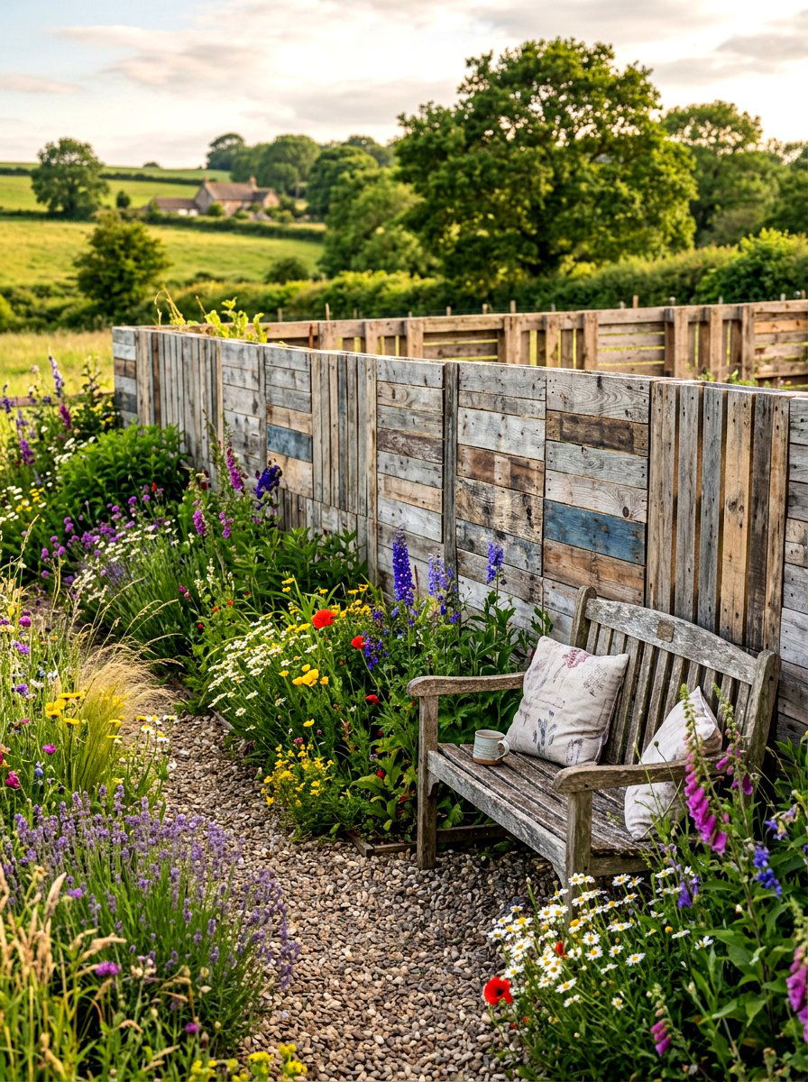 Reclaimed Wood Pallet - 30 decorative fence ideas