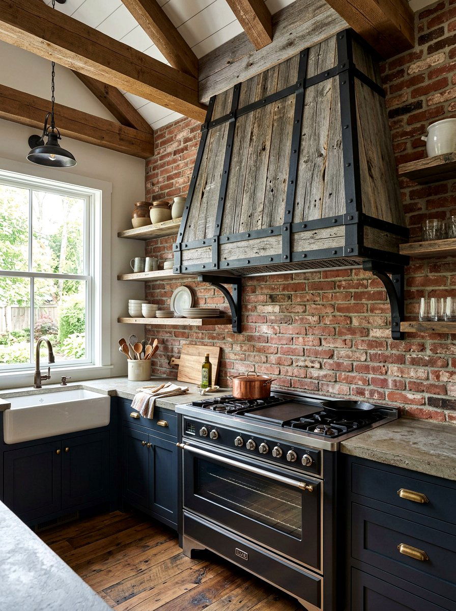 Reclaimed Wood Paneled Hood - 30 paneled range hood ideas