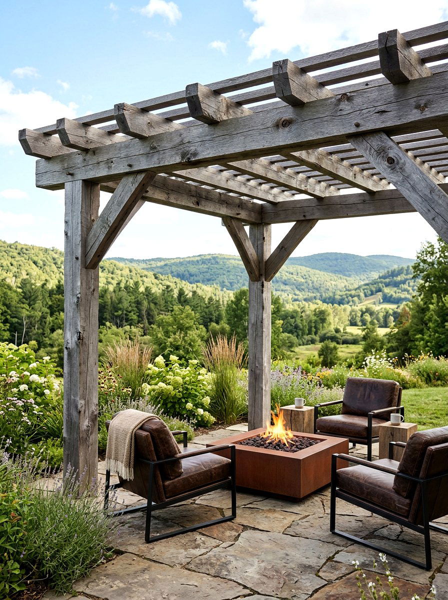 Reclaimed Wood Pergola - 30 attached patio cover ideas