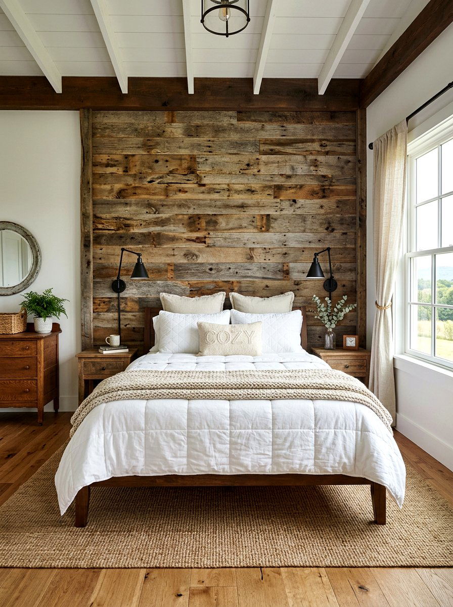 Reclaimed Wood Plank - 30 headboard wall ideas