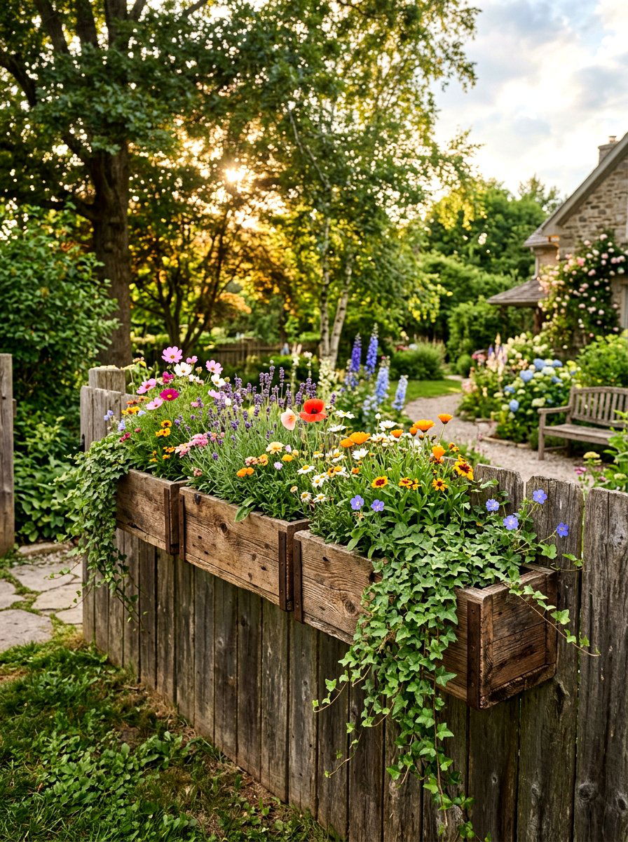 Reclaimed Wood Planter - 30 wall garden planter ideas