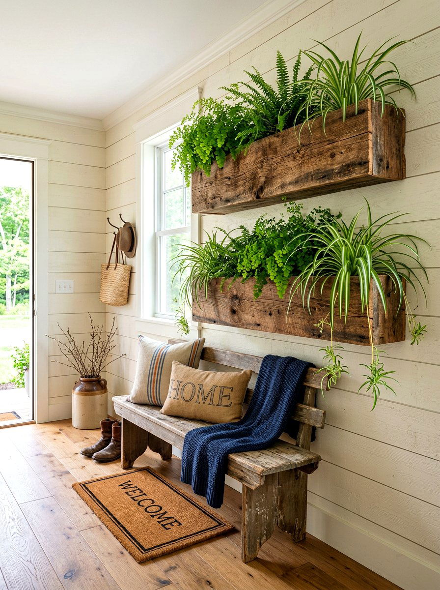 Reclaimed Wood Planter Box - 30 wall planter entryway ideas