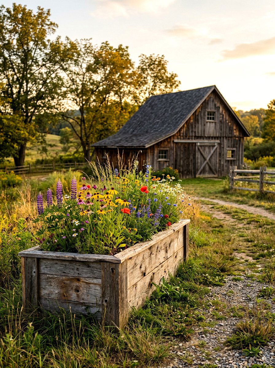 Reclaimed Wood Planter Box - 30 shed flower box ideas