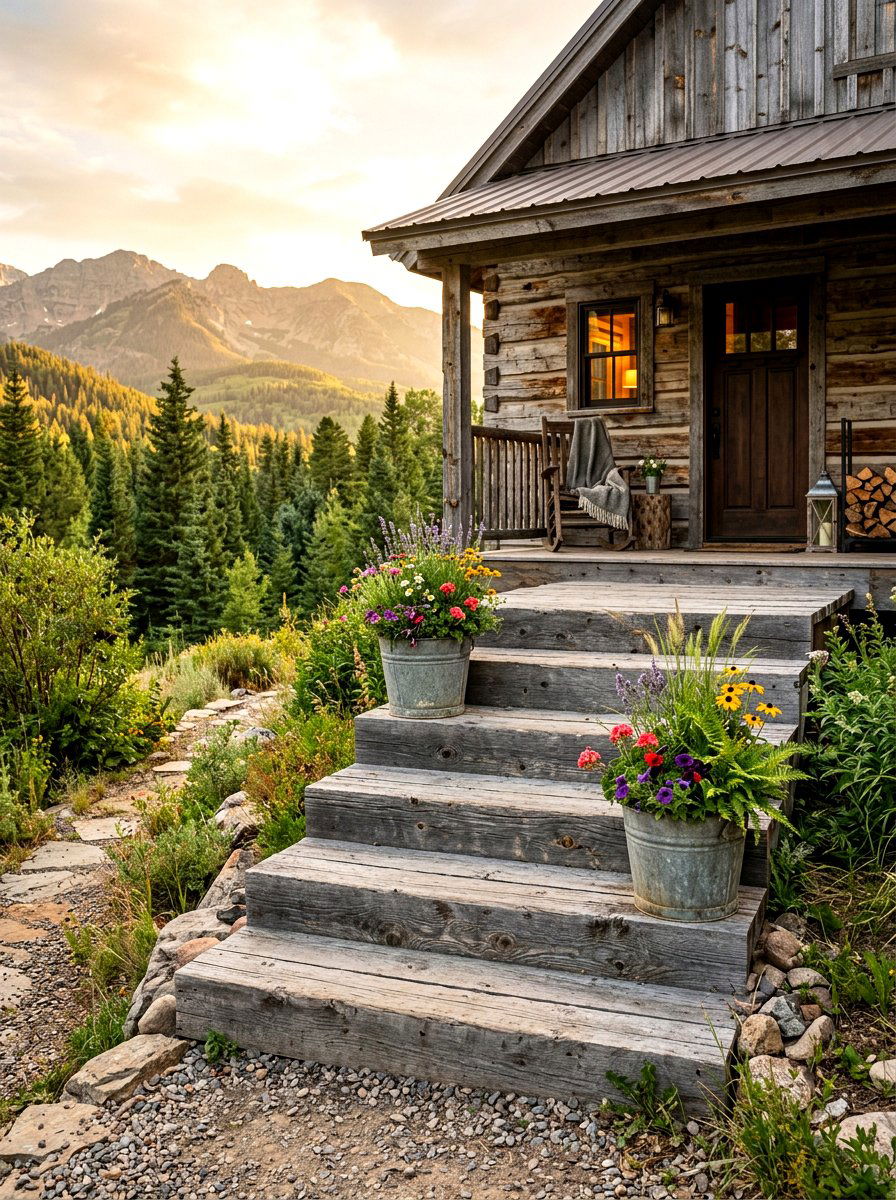 Reclaimed Wood Porch Steps - 30 porch step ideas