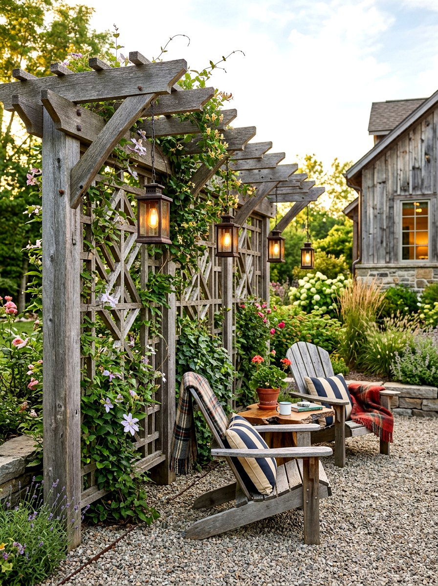 Reclaimed Wood Privacy Trellis - 30 trellis privacy ideas