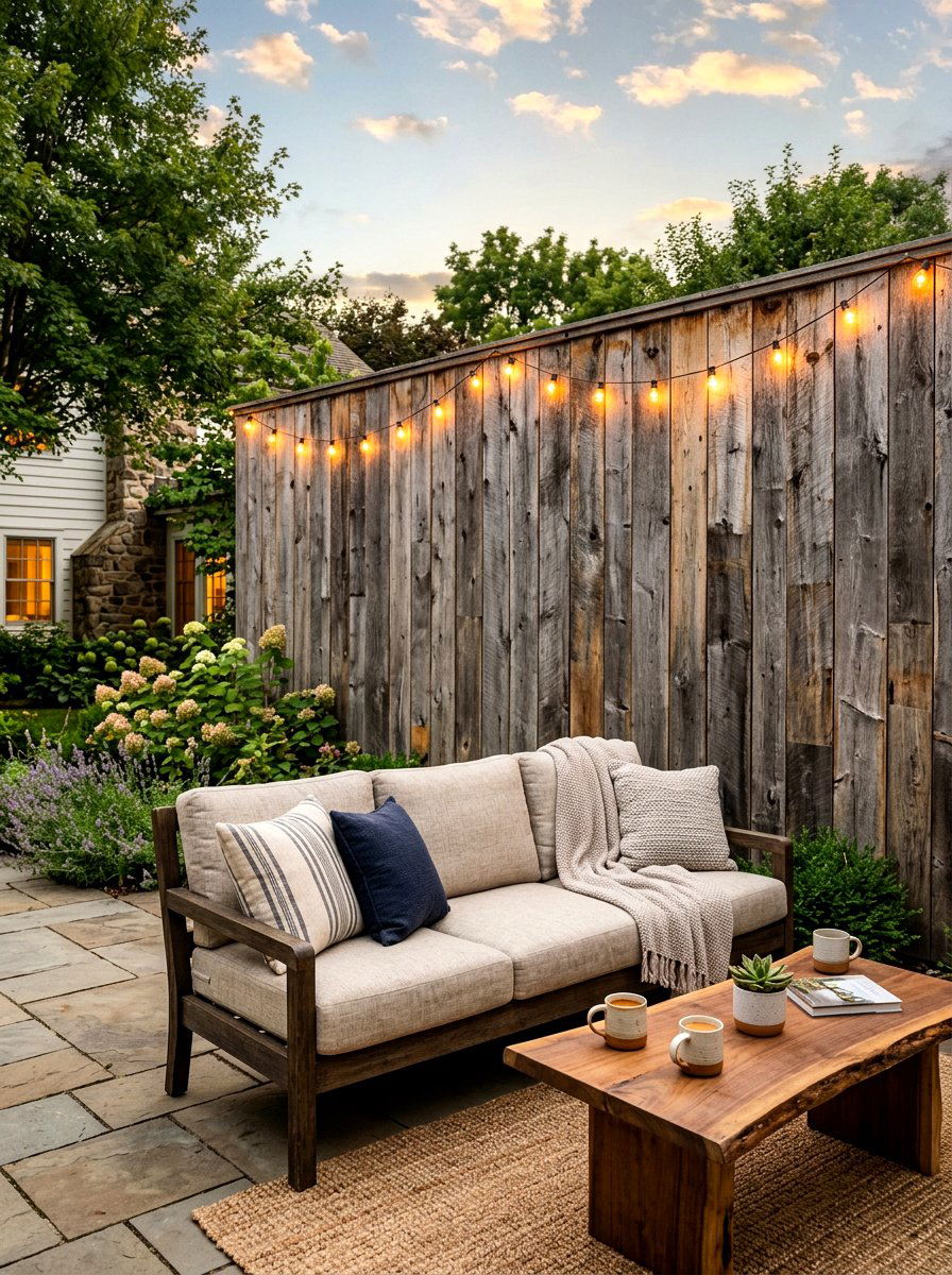 Reclaimed Wood Privacy Wall - 30 outdoor room divider ideas