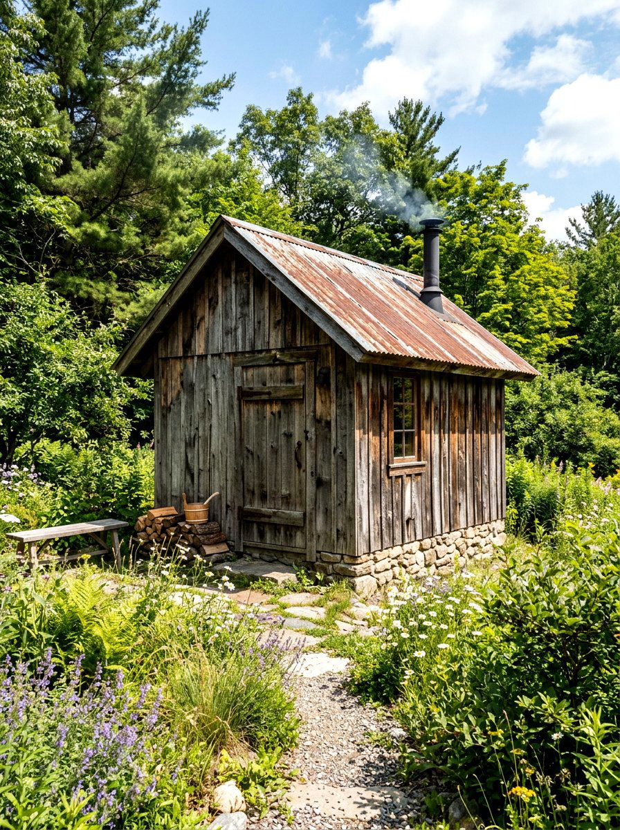 Reclaimed Wood Sauna Cabin - 30 sauna shed ideas
