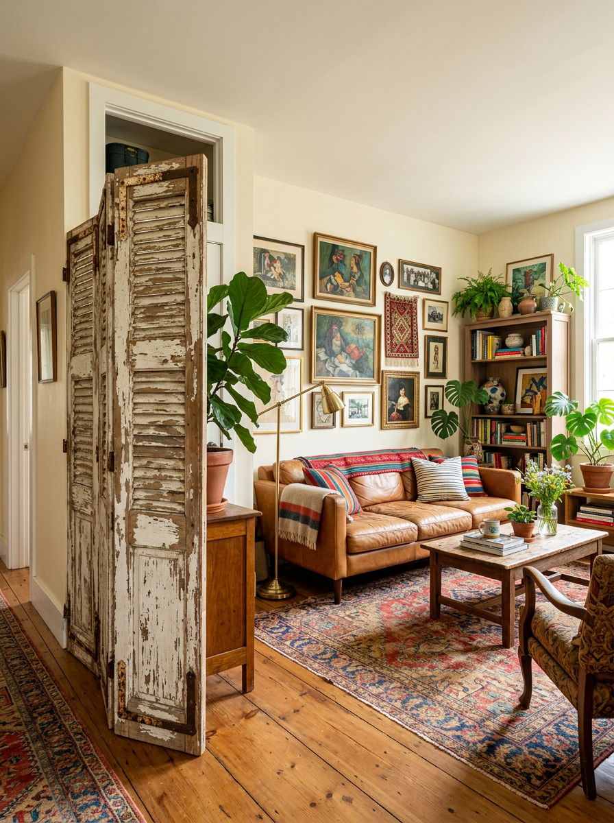 Reclaimed Wood Shutter Screen - 30 utility area screen ideas