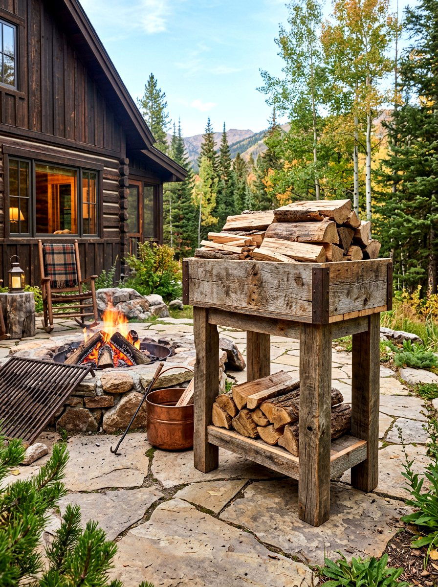 Reclaimed Wood Stand - 30 patio umbrella base styling ideas