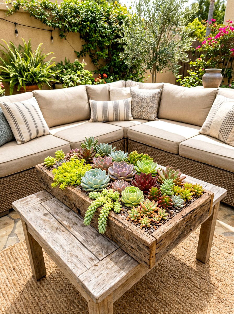 Reclaimed Wood Succulent Planter - 30 wooden planter ideas