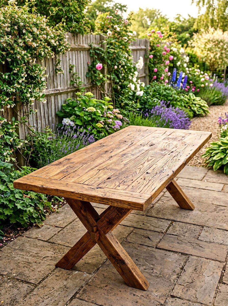 Reclaimed Wood Table - 30 outdoor buffet table ideas