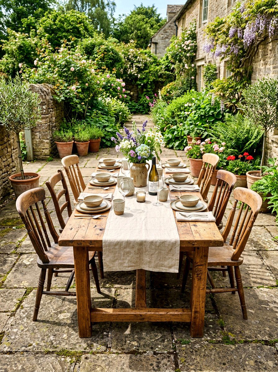 Reclaimed Wood Trestle Table - 30 farmhouse outdoor table ideas