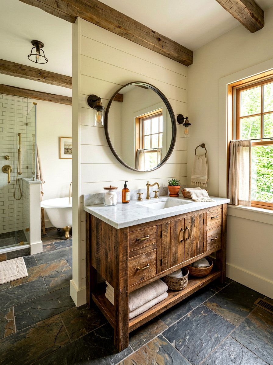 Reclaimed Wood Vanity - 30 small cottage bathroom ideas